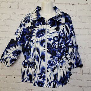 Sportelle Floral Full Zip Jacket Size Medium